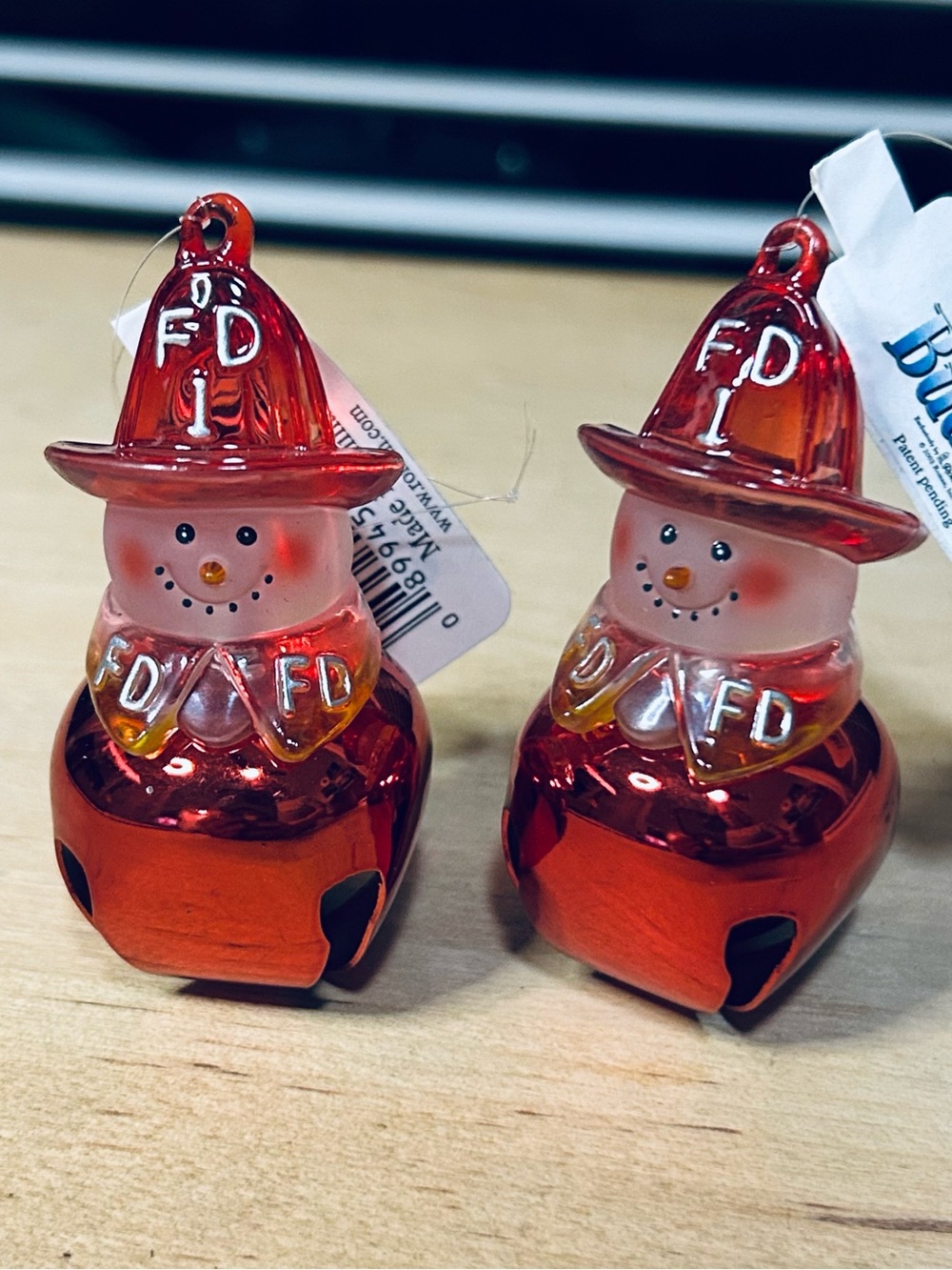 SET OF 2 Roman Jingle Buddies Ornament Fireman Firefighter Fire 2 5/8" - NEW